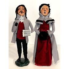 Vintage Byers The Christmas Caroler Man & Woman Bumpy Base Set of 2 Holiday picture