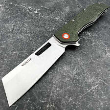 VORTEK GALLANT Green Micarta Cleaver Fast Flipper Blade EDC Folding Pocket Knife picture