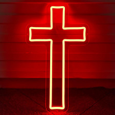 Jesus Cross Neon Sign Red Led Cross Decor Art Lamp Light-Upside down Neon Cross  picture