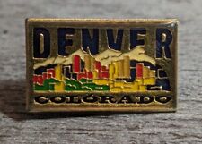 Denver, Colorado City Skyline And Mountain Ridge Design Vintage Gold-Toned Lapel picture