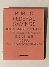 Vintage Pink Public Federal Savings and Loan Calumet Chicago IL Matchbook FULL picture