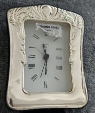 P39 Beautiful 925 Sterling Silver Frame Vintage Mantle Or Table Clock  picture