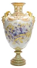 ROYAL WORCESTER 19th C Antique Blush Ivory Floral Motif Porcelain Figural Vase picture