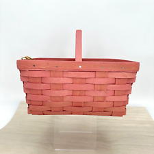 2014 Longaberger Rectangle Handy Helper Pink Basket with Protector picture