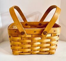 EUC Longaberger 2004 LITTLE MARKET BASKET with Swing Handles  ~ Classic Stain picture