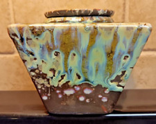 Vase, self watering, high gloss drip glaze, turquoise, green, white, multi color picture