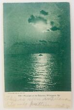 Vintage Wilmington Delaware DE Moonlight on the Delaware River Postcard 1908 picture