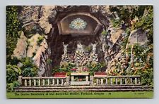 Postcard Grotto Sanctuary of Our Sorrowful Mother Portland, Vintage Linen N14 picture