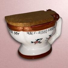 Vintage Funny Porcelain Ceramic Toilet Bowl Joke Gag Friend Gift Figurine Japan picture