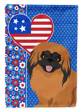 Red Pekingese USA American Flag Canvas House Size WDK5261CHF picture