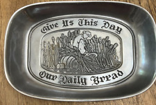 Vintage Pewter Duratale By Leonard Bread Tray Pewter Give Us This Day Italy 1970 picture