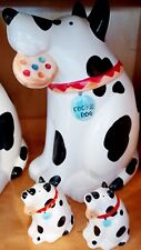 LOT-Vintage Coco Dowley Dog Dalmation Jar Dalmatians Salt & Pepper Shakers-3 Set picture