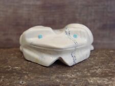 Zuni Pueblo Hand Carved White Marble & Turquoise Frog Fetish by Lonjose picture