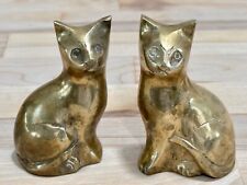 Pair Of Vintage Brass Cats Kitties Felines Collectible Figurines 3 1/2” Tall picture