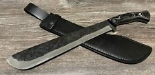 Carbon Steel Machete Full Tang 10mm Thick Blade Sharp Wood Handle Sheath 18.5” picture