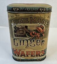 Vintage Daher Tin Ginger Wafers Biscuits With Lid Made In England picture
