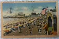 Postcard Beach Boardwalk Million Dollar Pier Atlantic City New Jersey NJ 1949 picture