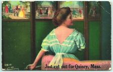 Generic Greetings Just Cut Out For Quincy MA Rotograph DB Postcard I5 picture