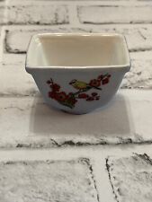 Chinese Miniature Bowl Herb Planter, periwinkle blue, yellow bird w/red flowers picture