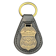 EL14-013 HSI Special Agent Investigations challenge coin leather keychain picture