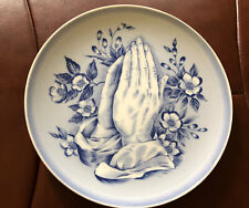 Praying Hands Ceramic Collector Plate blue 7.5” Diameter picture