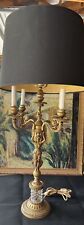 RARE FRENCH EMPIRE CANDELABRA LAMP Brass  Gorgeous 34” Figural Stunning No Shade picture