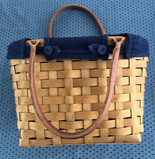 Longaberger 2003 Medium Boardwalk Basket Leather Handles, Liner And Protector picture