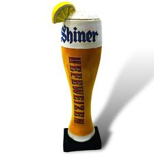 VTG SHINER HEFERWEIZEN Beer Tap Handle Pint Glass Beer w/ Lemon On Top Bar Pub picture