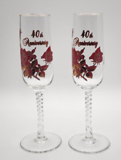 Vintage Banawe Canada 40th Anniversary Champagne/ Wine Glass Flute Rare Red Rose picture
