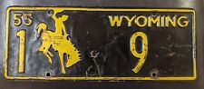 All Original 1955 Wyoming Passenger License Plate- No 9 One Digit County 1 picture