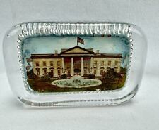 VINTAGE REVERSE PAINTED Early WHITE HOUSE WASHINGTON DC Glass Paper Weight picture