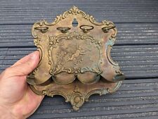 ANTIQUE LATE 19TH CENTURY BRASS PIPE RACK WINGED CHERUB DECORATION WITH REG MARK picture