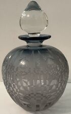 Beautiful Art Glass Blue Etched Perfume Bottle 1983 Artist Signed - Gary Genetti picture