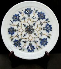 8 Inches Marble Decorative Plate Floral Art Inlay Work Business Plate for Office picture
