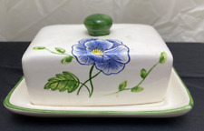 1/4 Lb Handmade Ceramic Double Butter Or Cheese Dish Poland Vintage picture