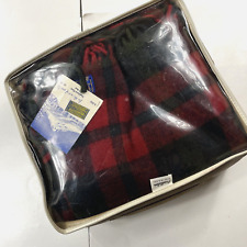 NOS Pendleton Blanket VTG Robe In Bag Highland Plaid Red Green USA Made 52x70 picture
