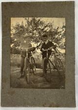 Antique c.1919 Photograph Two Young Boys w/ Bicycles picture