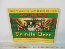 WALTERS FAMILY BEER IRTP 1/2 GALLON BEER LABEL~WALTER BRG.,EAU CLAIRE,WISCONSIN picture