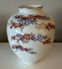 Vintage Japanese Fukagawa Hand-painted Porcelain Maple Leaf Kaki Vase 8