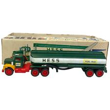 Vintage Marx Hess Toy Tanker Truck Service Gasoline Green 1960's with Box Works picture