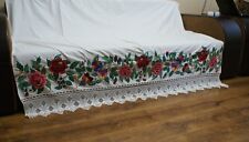Greate old sheet with hand Embroidered satin stitch&lace. Подзорник. 130x190см. picture
