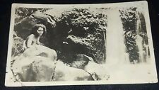 Antique early HAWAII real picture postcard RPPC Polynesian Girl At Waterfall  picture