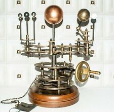 Handmade Brass Solar System Orrery With Wooden Base working Sun usable item new picture