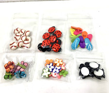Colored Plastic Novelty Shank Sewing Buttons Flip Flops Ladybug Baseball Penquin picture