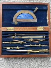 Vintage W. H Harling Technical Drawing Set Wooden Box Mathematical Instruments picture
