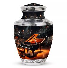 Engraved Grand Piano on Stage Large Burial Urns For Ashes Size 10 Inch Funeral picture