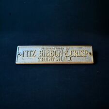 Fitz Gibbon & Crisp Nameplate Trenton NJ Carriage Trailer Builder Emblem Badge picture