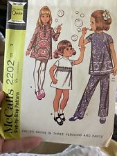 Vintage 1969 McCall’s Sewing Pattern For Girls 2202 Size 2 Cut & Complete  picture