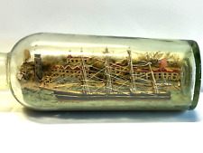 Original Antique Ship In A Bottle; 4 Mast Ship; Old Glass;  1900-1930's picture