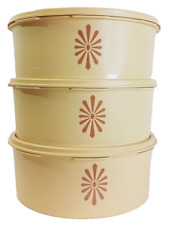 Vintage Tupperware Servalier Containers. Daisy Yellow 7.25x3 Sunburst Set Of 3 picture
